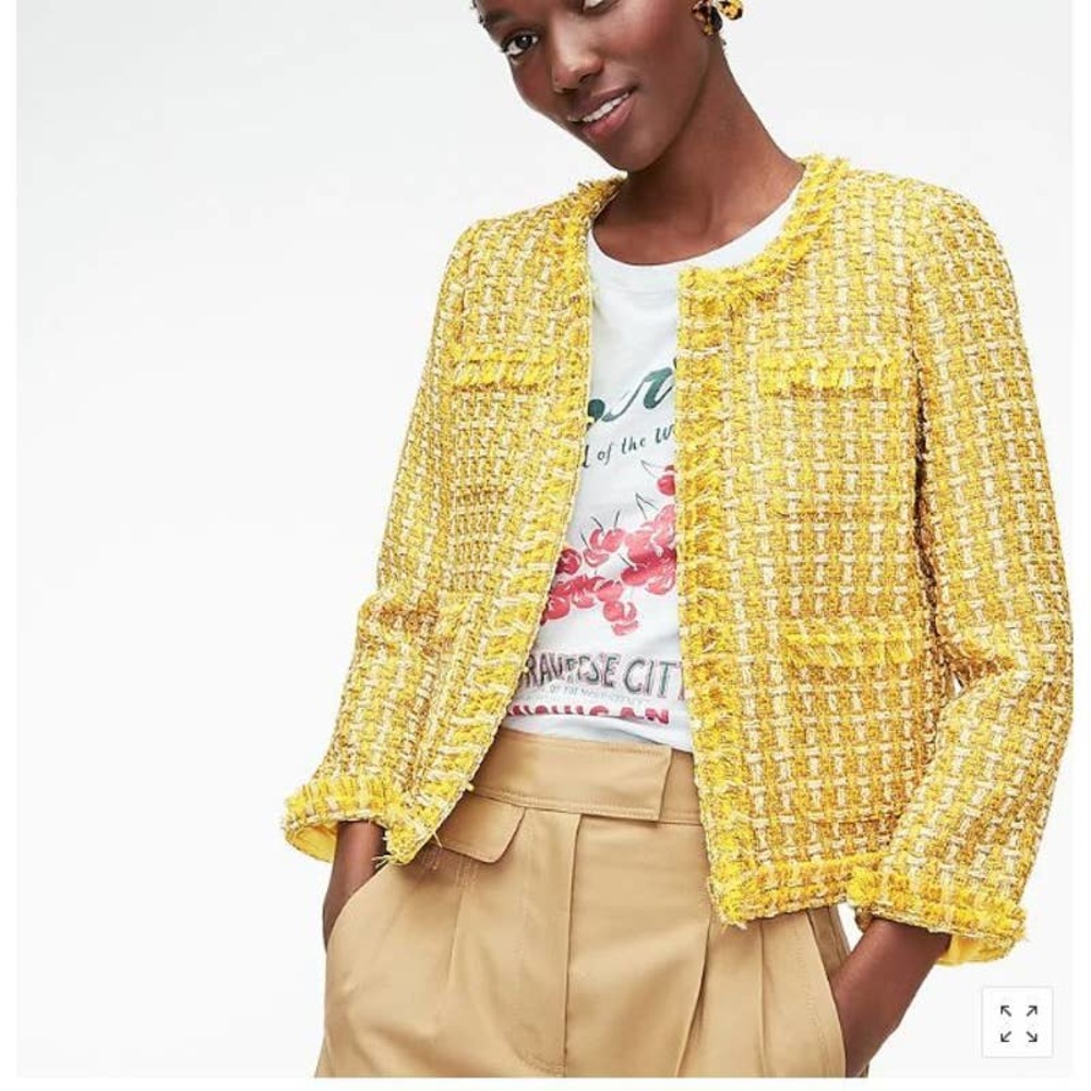 NWT J.Crew Collection Lady Jacket Blazer English Golden Yellow Tweed Size 16